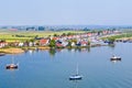 Aerial from the traditional village Durgerdam at the IJsselmeer in the Netherlands Royalty Free Stock Photo