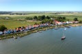 Aerial from the traditional village Durgerdam near Amsterdam in the Netherlands at the IJsselmeer Royalty Free Stock Photo