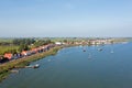 Aerial from the traditional village Durgerdam in the Netherlands on a beautiful summer day Royalty Free Stock Photo