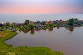 Aerial from the traditional village Uitdam at the IJsselmeer in the Netherlands