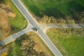 Aerial. Traffic motion on a country road.