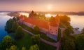 Aerial Trakai castle landscape