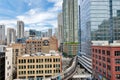 Aerial of Transportation in Downtown Chicago, Illinois on the Ch Royalty Free Stock Photo