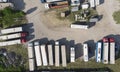 Aerial. Truck parking. Top view