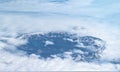 Aerial of the Tulik Volcano behind the Okmok Caldera Rim on the Umnak Island in Alaska