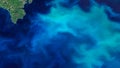 Aerial turquoise ocean photo, top view of sea texture background. Elements of this image furnished by NASA