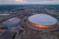 Aerial twilight image Mercedes Benz Superdome Downtown New Orleans Louisiana USA Royalty Free Stock Photo