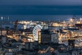 Aerial twilight view of the Port of Genoa, Italy Royalty Free Stock Photo