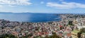 Aerial ultra wide panorama of the Gulf of Naples Royalty Free Stock Photo