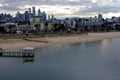 Aerial urban landscape view of Melbourne city skyline