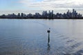 Aerial urban landscape view of Melbourne city skyline