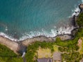 Aerial Veiw of Jeongbang Waterfall at Jeju Island, South Korea Royalty Free Stock Photo