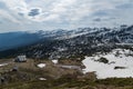 Aerial veiw mountain landscape with Seven Rila Lakes hut in National Park Rila, Bulgaria Royalty Free Stock Photo