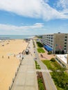 Aerial vertical drone photo of Virginia Beach boardwalk Royalty Free Stock Photo