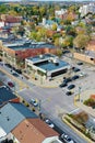 Aerial vertical of Orangeville, Ontario, Canada downtown