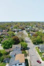 Aerial vertical of Thorold, Ontario, Canada on spring day