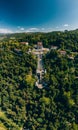 Aerial vertical view of Bom Jesus church in Braga, Portugal Royalty Free Stock Photo