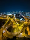 Aerial vertical view of Brisbane city and highway traffic in Australia Royalty Free Stock Photo