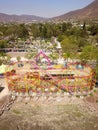 Aerial vertical view of mechanical games on the Jocotepec boardwalk Royalty Free Stock Photo