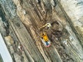 Aerial view on railroad modernisation works near Otwock in Poland.