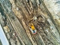 Aerial view on railroad modernisation works near Otwock in Poland.