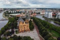 Aerial view of a Kaliningrad, former Koenigsberg, Kaliningrad Oblast, Russia, with Fishermen Village and Konigsberg Cathedral Royalty Free Stock Photo