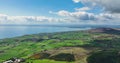 Aerial video of Barnevave and Slieve Foye Mountains Glenmore Valley Cooley Peninsula Carlingford Lough Irish Sea Ireland