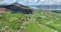 Aerial video of Barnevave and Slieve Foye Mountains Glenmore Valley Cooley Peninsula Carlingford Lough Irish Sea Ireland