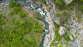 Aerial video following canyon of river Moravica in Sokobanja