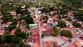 Aerial video of main road of Caete Acu in Chapada Diamantina area Brazil