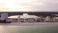 Aerial video side view flyby Hollywood Beach FL USA