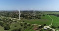 Aerial video of wind turbines near Comanche in Texas.