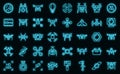 Aerial videography icons set vector neon