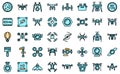 Aerial videography icons set vector flat