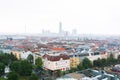 Aerial Vienna city panorama from Vienna Ferris wheel in Wurstelprater, Austria. Skyline view Royalty Free Stock Photo