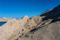 Aerial viev on rocky part of the island Pag, Croatia Royalty Free Stock Photo