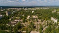 Aerial view abandoned buildings in city Pripyat, Chernobyl nuclear power plant Royalty Free Stock Photo