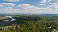 Aerial view abandoned buildings in city Pripyat, Chernobyl nuclear power plant Royalty Free Stock Photo