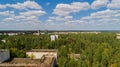 Aerial view abandoned buildings in city Pripyat, Chernobyl nuclear power plant Royalty Free Stock Photo