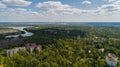 Aerial view abandoned buildings in city Pripyat, Chernobyl nuclear power plant Royalty Free Stock Photo