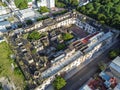 aerial view of the abandoned Carcel de Caseros in Buenos Aires