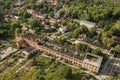 Aerial view of abandoned Kuldiga town match factory and wood processing company Vulkans, Latvia Royalty Free Stock Photo