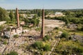 Aerial view of abandoned Kuldiga town match factory and wood processing company Vulkans, Latvia Royalty Free Stock Photo