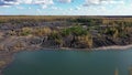 Aerial view of abandoned quarry.