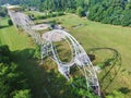 Aerial View of Abandoned Roller Coaster in Lush Greenery, Indiana