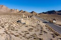 Aerial view of Rhyolite Ghost town. Royalty Free Stock Photo