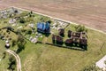 aerial view on abandoned temple or catholic church without roof in countryside Royalty Free Stock Photo