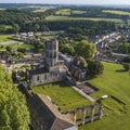 Aerial view Abbey de la Sauve-Majeure, Route to Santiago de Compostela