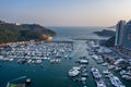 Aerial view of Aberdeen Typhoon Shelters, Hong Kong Royalty Free Stock Photo