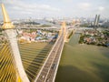 Aerial View Above The Expressway Across the Chao Phraya River Royalty Free Stock Photo